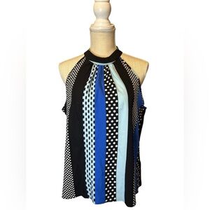 Women’s Stylish Black and Blue Polka Dot Tank Top